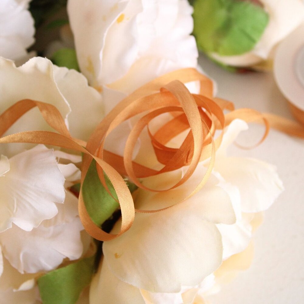 Silk Ribbon Trim in Gold, 7mm Wide,  1/4", 5 yard - Picture 6 of 10